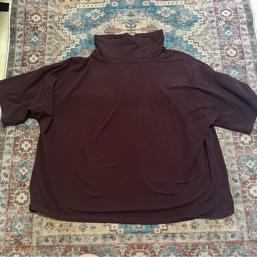 Traceable Organic Cotton Jersey Funnel Neck Box-Top Boxy Fit, Short Length SZ L - Picture 11 of 12